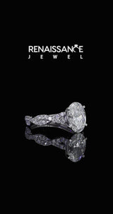 Silver Oval Solitaire Twisted Pave Band with Four-Prong Setting