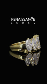 Yellow gold Five-Stone Marquise Diamond Prong Set Band