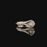 Rose gold Radiant Solitaire Beaded Band Six-Prong Setting