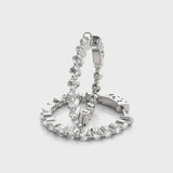 Silver Round Cut Prong Set Diamond Hoop Earrings