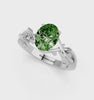White gold Fancy Green Oval cut Solitaire Twisted Band Prong Setting Ring_251