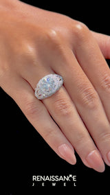 Platinum Round Halo Milgrain Pave Diamond Engagement Ring with Filigree Band and Four-Prong Setting