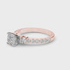 Rose gold Cushion Cut Three-Stone Diamond Pavé Band with Prong Setting 3