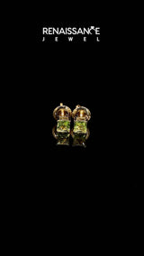 Yellow gold Princess Cut Peridot Stud Earrings