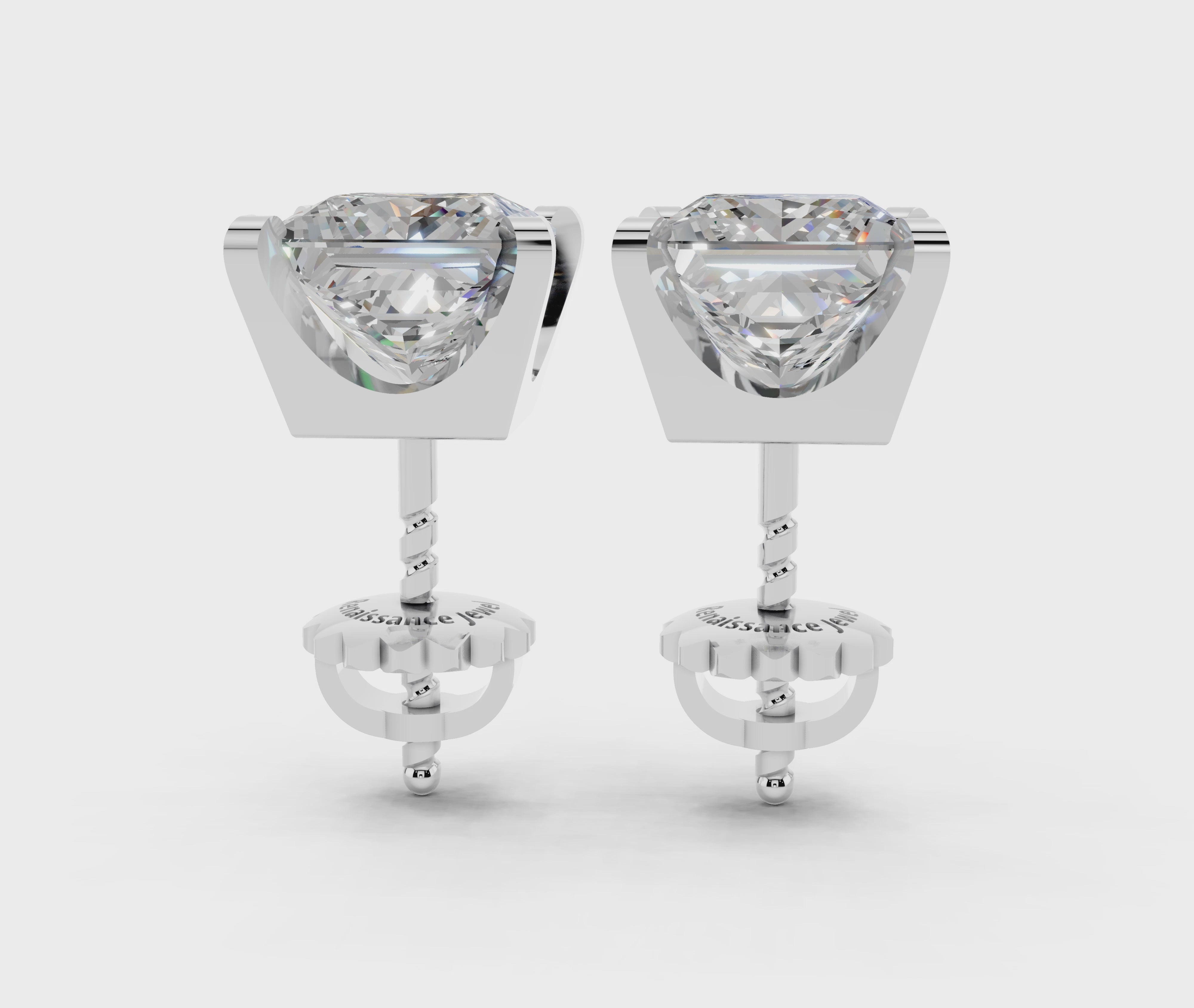 Silver Princess Brilliant Diamond Stud Earrings 5