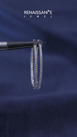 Silver Round Diamond Pave Hoop Earrings with Channel Setting
