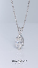 White gold Marquise Diamond Solitaire Pendant with Prong Setting