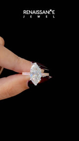 Rose gold Marquise Cut Diamond Milgrain Pavé Engagement Ring with Four-Prong Setting