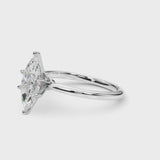 10K White Gold 4.03 Carat E VS1 Marquise Solitaire Engagement Ring with Classic Band and Four-Prong Setting