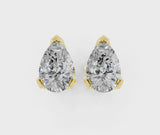 Yellow gold Pear Cut Diamond Stud Earrings