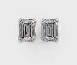 White gold Emerald Cut Diamond Stud Earrings