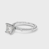 White gold Princess Solitaire Twisted Band Prong Set Engagement Ring