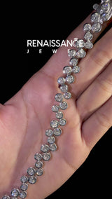 Silver Bezel Set Round Diamond Cluster Tennis Bracelet