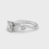 White gold Radiant Diamond Swirl Band with Prong Setting