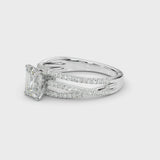White gold Round Solitaire Twist Band with Pavé Setting and Four-Prong Setting