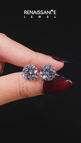 White gold Round Brilliant Diamond Martini Stud Earrings