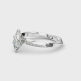 Platinum Marquise Cut Diamond Engagement Ring with Side Stone Accents and Four-Prong Setting