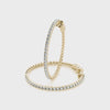 Yellow gold Round Cut Diamond Hoop Earrings with Pavé Setting and Prong Set Stones 3