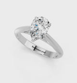 Platinum Pear Cut Diamond Solitaire Engagement Ring with Cathedral Setting and Four-Prong Mount