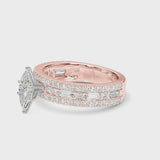 Rose gold Marquise Cut Diamond Solitaire Ring with Pavé and Channel Set Band