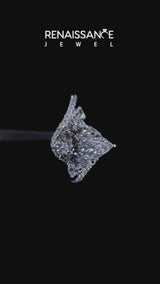 Silver Pear Diamond Halo Ring with Marquise and Pavé Band in Prong Setting