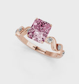 Rose gold Fancy Pink Radiant  Solitaire Twisted Band with Prong Setting