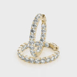 Yellow gold Round Cut Diamond Inside-Out Hoop Earrings with Shared Prong Setting