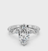 Silver Marquise Solitaire Twisted Band with Prong Setting