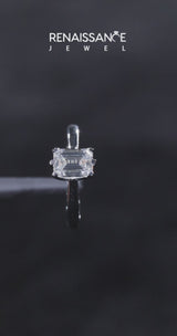 10K White Gold 3.02 Carat F VVS2 Cushion Cut Solitaire Engagement Ring with Round Band and Four-Prong Setting