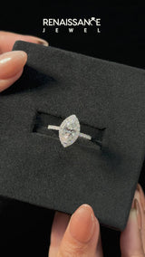 White gold Princess Cut Halo Diamond Pave Band with Prong Setting