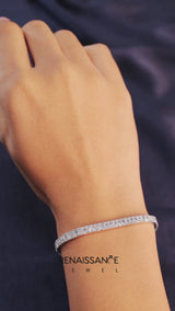 White gold Three-Row Round Diamond Tennis Bracelet with Prong Setting