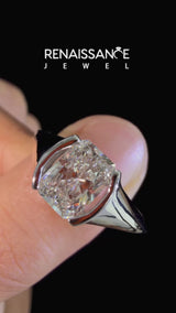 Silver Radiant Solitaire Tension Set Diamond Ring