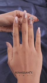 White gold Pear Diamond Solitaire Ring with Pavé Band and Prong Setting