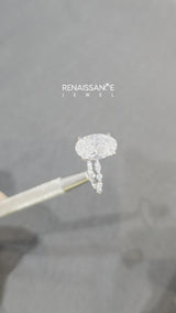 14K White Gold 4.08 Carat E VVS2 Oval Solitaire with Side Stones on a Pavé Band and Four-Prong Setting