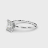 White gold Radiant Cut Diamond Solitaire Engagement Ring with Classic Band and Four-Prong Setting