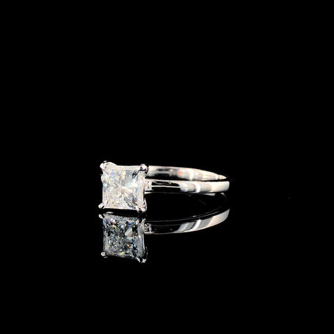 Rose gold Princess Solitaire Engagement Ring with Cathedral Band and Four-Prong Setting