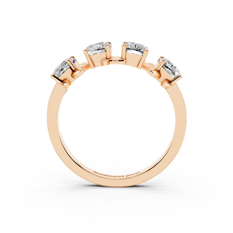 Rose gold Elongated Cushion Diamond 4-Stone Band with Nature-Inspired Prong Setting