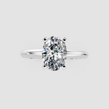 10K White Gold 3.03 Carat F VS1 Oval Cut Solitaire Engagement Ring with Round Band and Four-Prong Setting